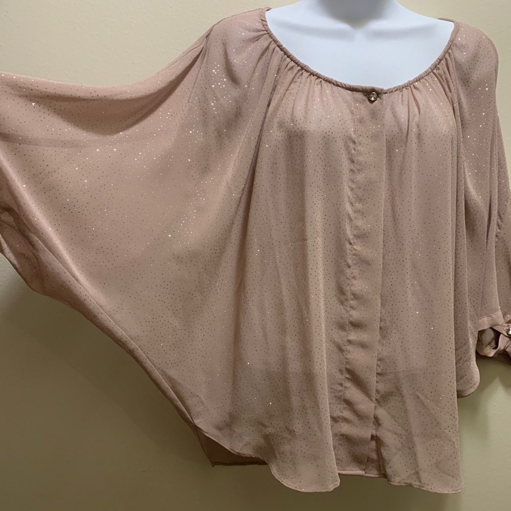 Jennifer Lopez Sparkle Beige Blouse NWOT Sz md